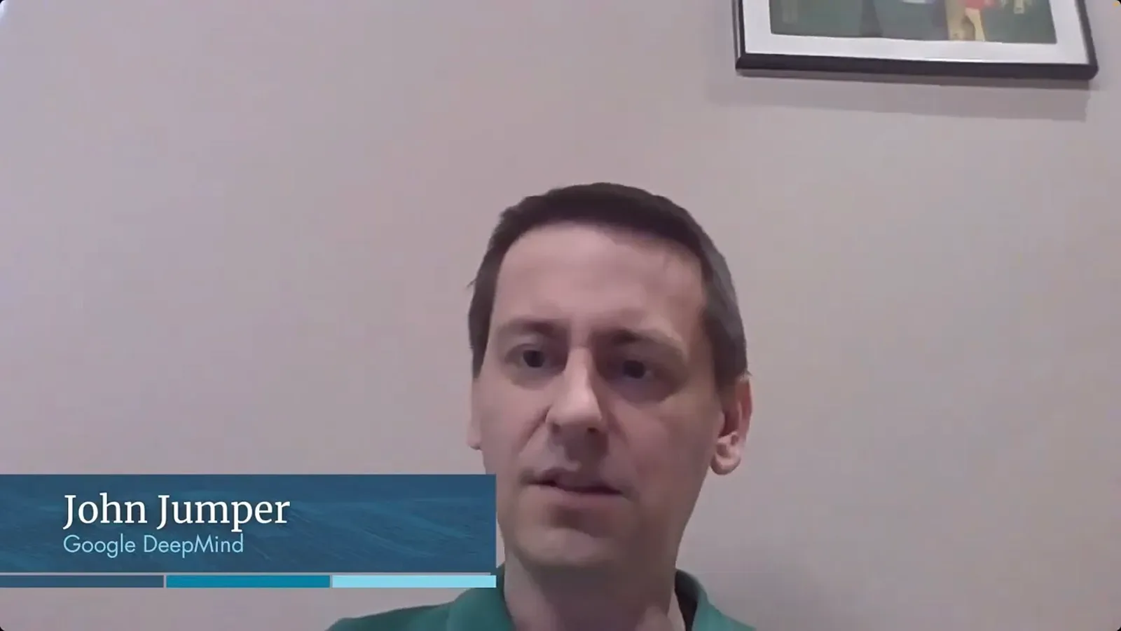 John Jumper, de Google DeepMind, habla durante una videollamada o entrevista
